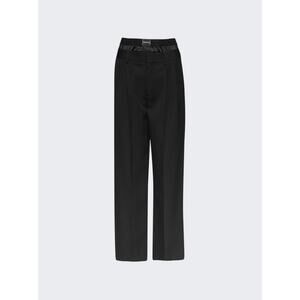 Alexander Wang Low Rise Black Wool Blend Wide Leg Boxer Trouser Size 4 - NWT